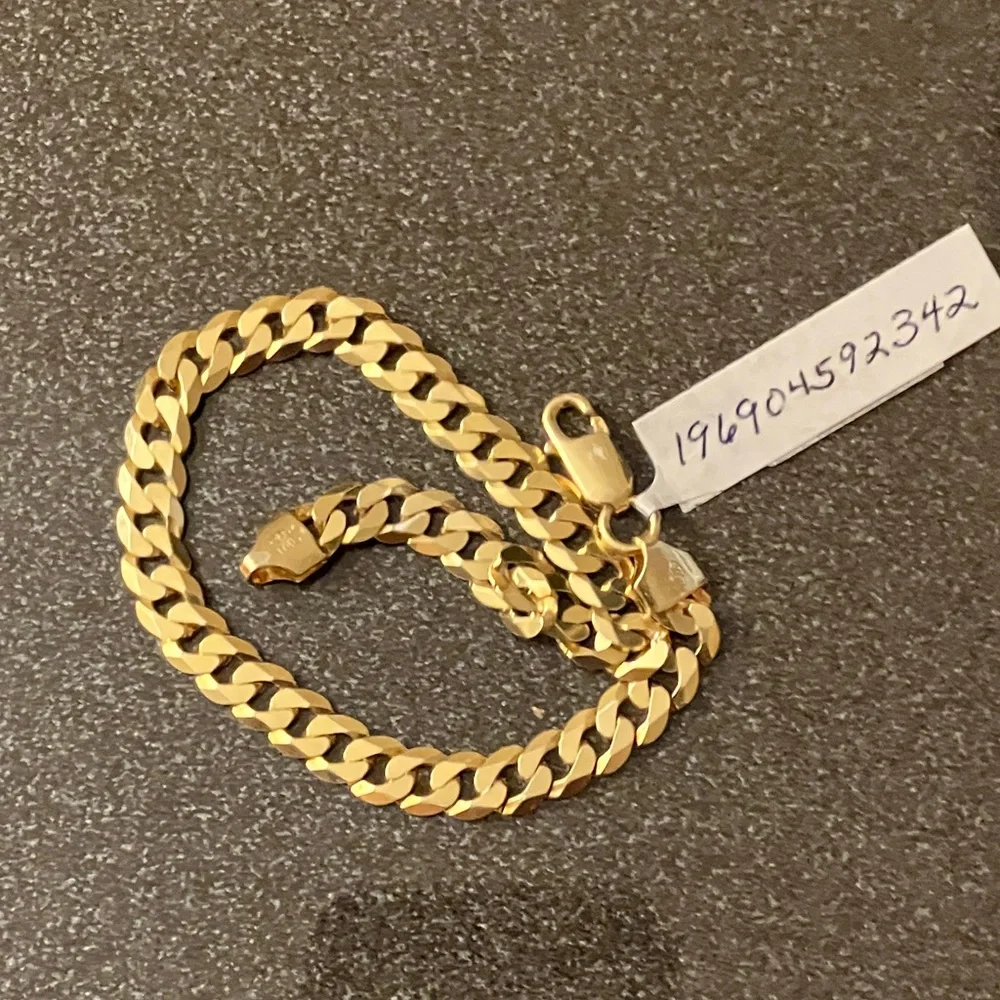 24K Gold Bonded 925 Cuban link Stamped Men’s Bracelet From Italy 🇮🇹 - Picture 14 of 15